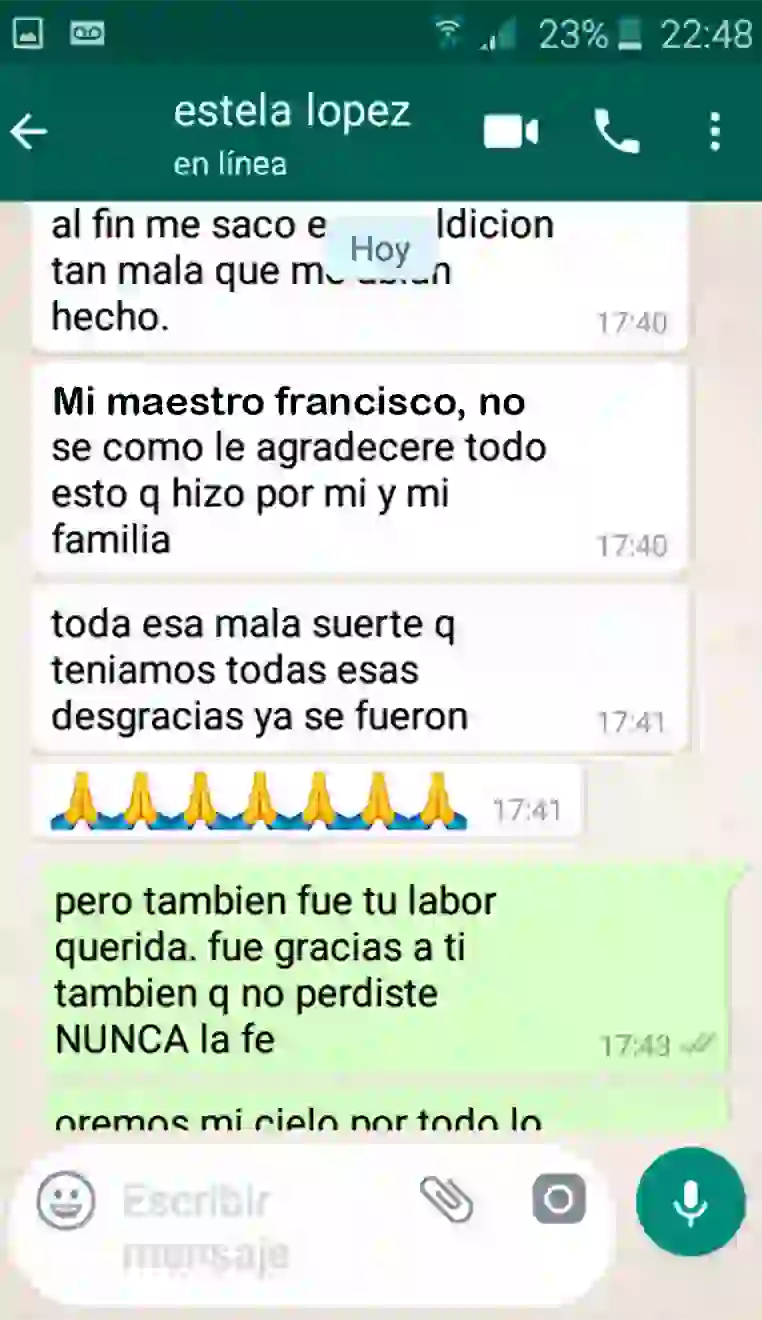 foto de testimonios por Whatsapp